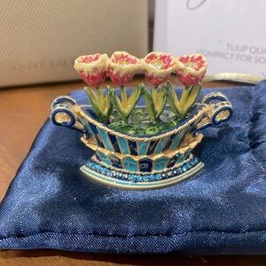 2004 ESTEE LAUDER JAY STRONGWATER TULIP QUARTET SOLID PERFUME COMPACT RARE